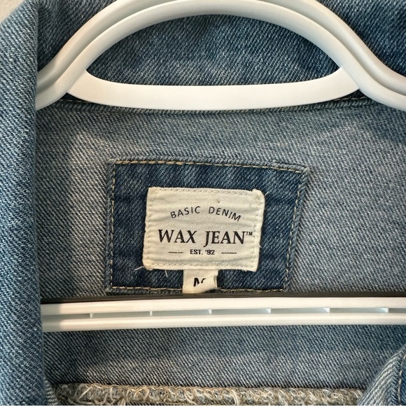 Wax Jean Vintage Denim Jacket Mid Blue Wash Distressed Casual Layers Medium VTG - Picture 5 of 12